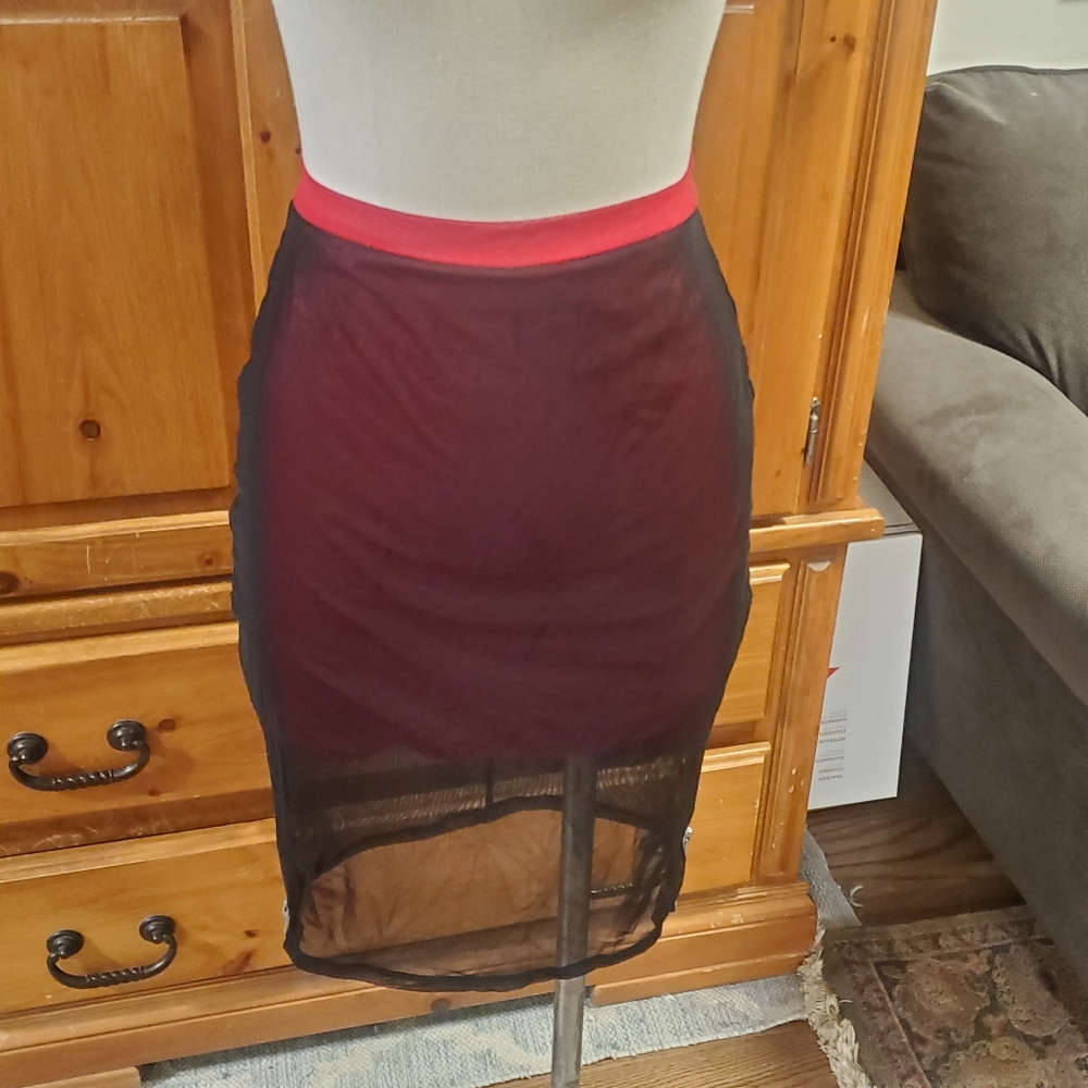 Goth Y2K 90s Lip Service Red Skirt Kill Star Bratz Zipper Mesh Sheer Bondage